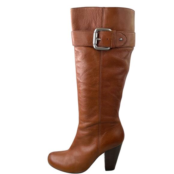 FOSSIL Tall Leather Buckle Boots 3.5" Heel Style FFW4177129 in Tan W's Size 8 - Picture 5 of 16